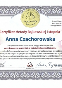 Certyfikat Metody Bajkowskiej